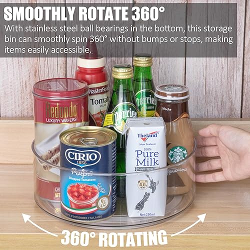 Miniatura 3 de Tiblue Lazy Susan, paquete de 2 contenedores giratorios redondos de plástico transparente para organización y almacenamiento para gabinete,