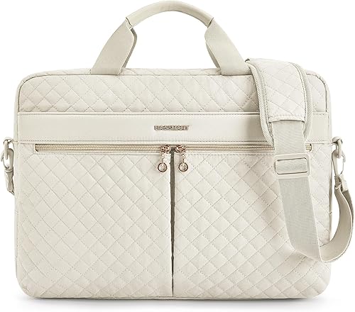 BAGSMART Bolsa para laptop de 17.315.6 pulgadas, maletín para mujer, bolsa de mensajero para computadora, oficina, viajes, negocios, beige BAGSMART Bolsa para laptop de 17.315.6 pulgadas, maletín para mujer, bolsa de mensajero para computadora, oficina, viajes, negocios, beige