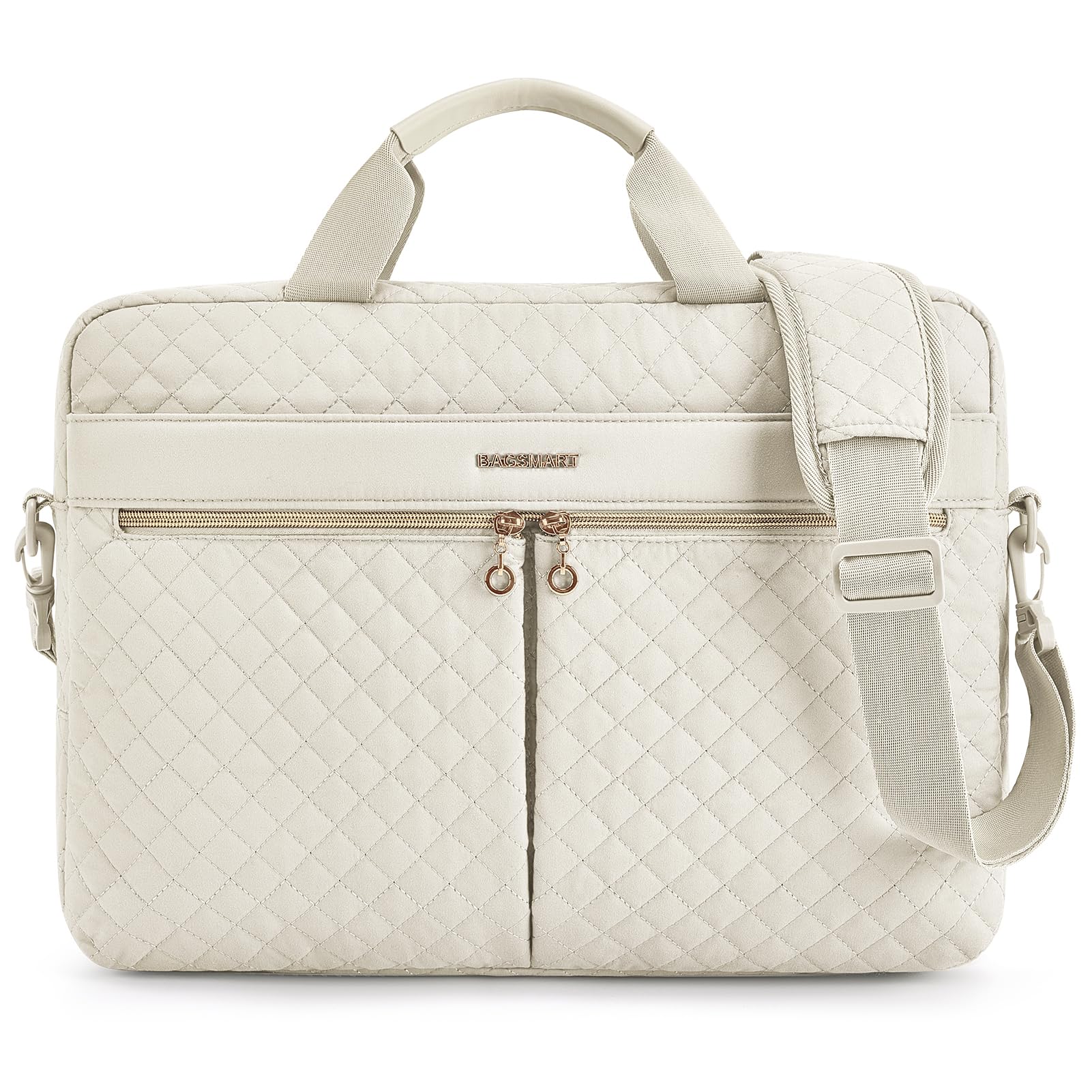 BAGSMART 17.3/15.6 Inch Laptop Bag, Briefcase for Women Computer Messenger Bag Office Travel Business, Beige