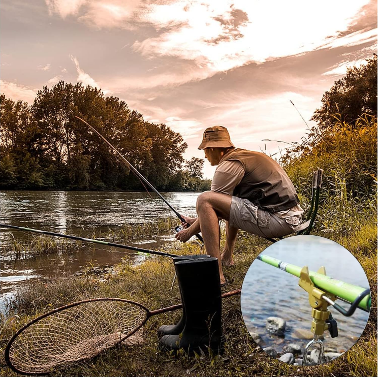 Pêche Plage Rivière Support Canne à Pêche CRSUSUKJ - Inox 360° - Pêche