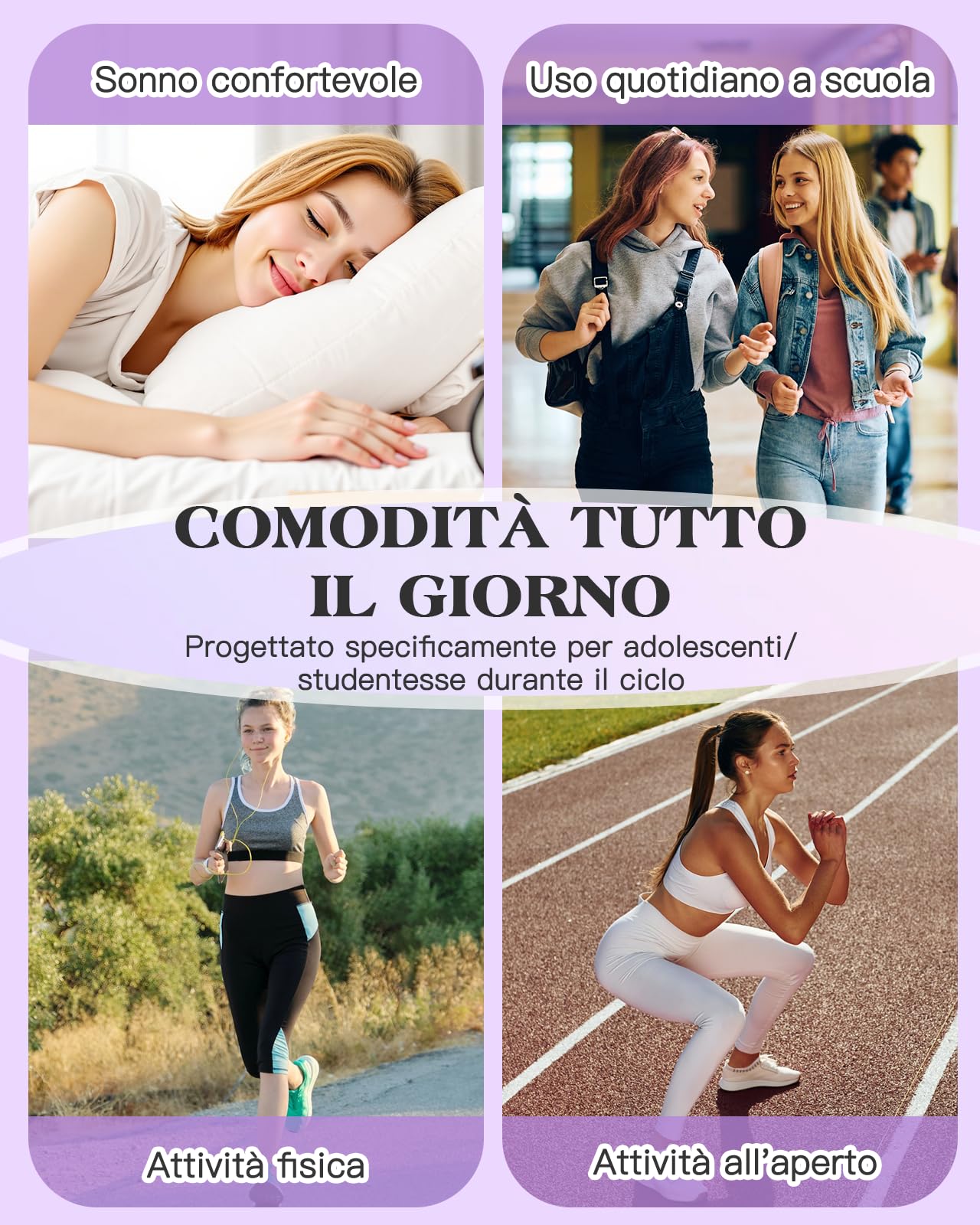 Pantaloni mestruali per ragazze adolescenti flusso pesante 50 ml, biancheria intima riutilizzabile a prova di perdite con protezione a 4 strati, mutandine per ragazze a vita media per 10-16