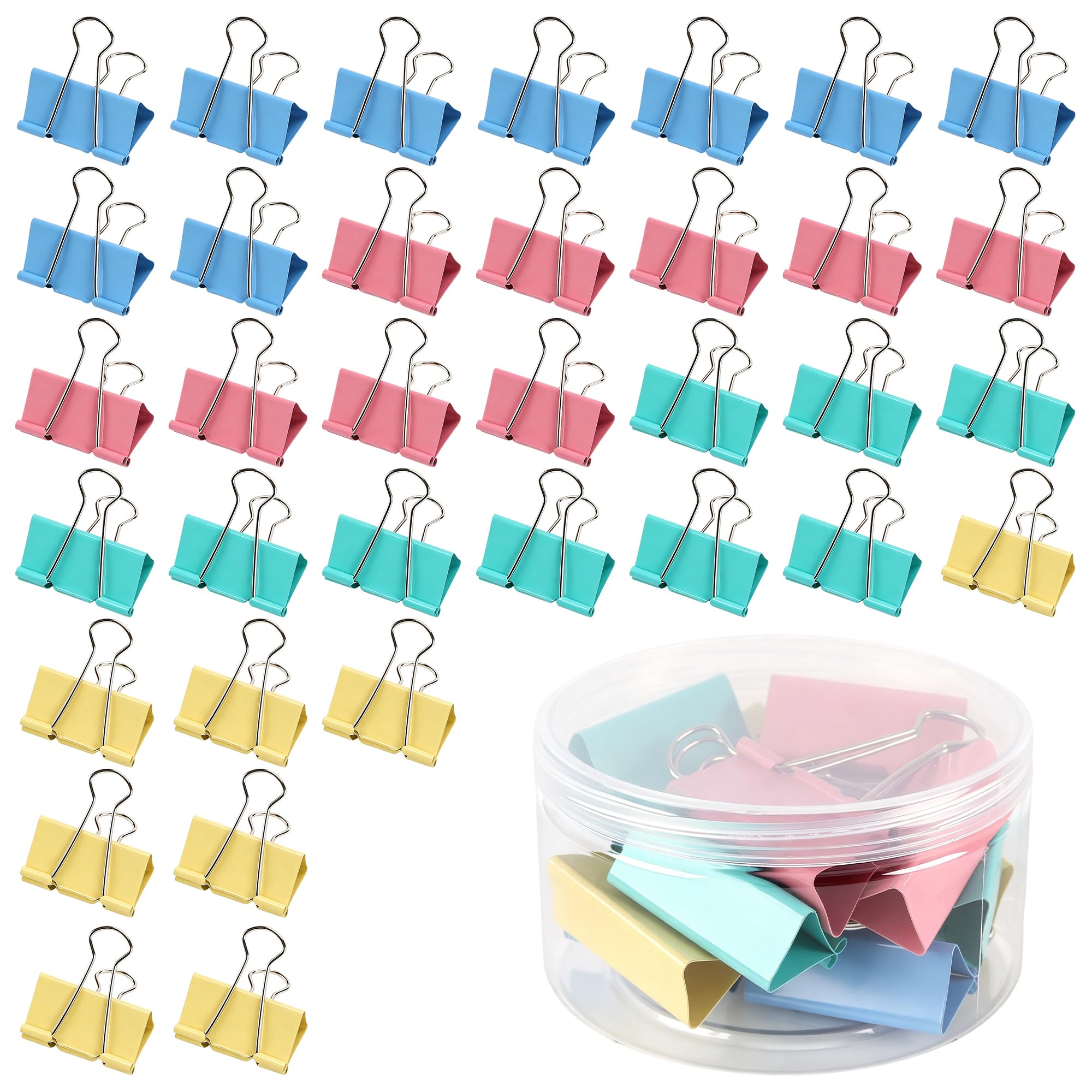 MOUYAT 48PCS Large Binder Clips, 51mm Metal Binder Clips, Colourful Assorted Bulldog Clips for Paper, Documents, Office and Home Supplies