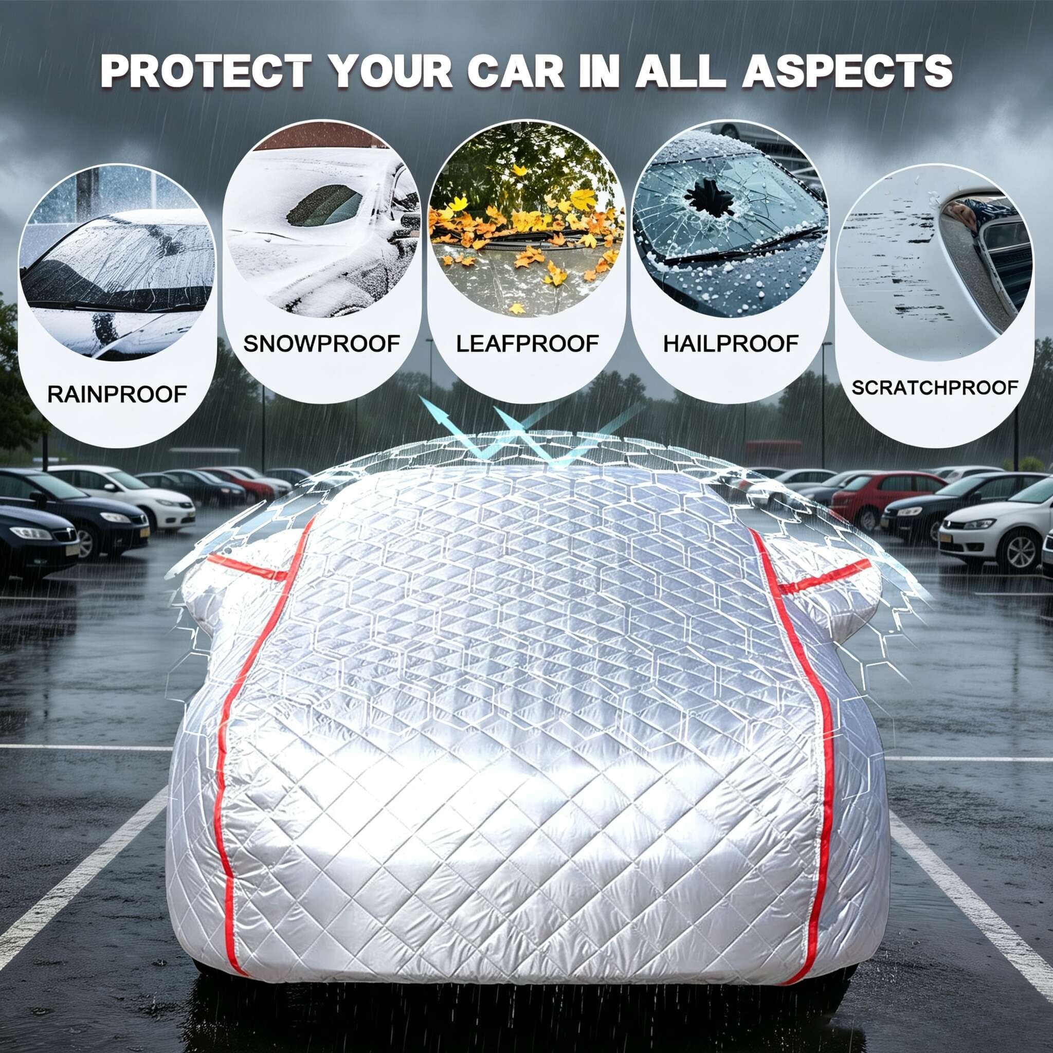 Funda Coche Antigranizo para Opel Cascada Cabriolet,Funda Coche Exterior,Engrosamiento ProteccióN contra Granizo,Impermeable Resistente UV Polvo Lluvia Nieve