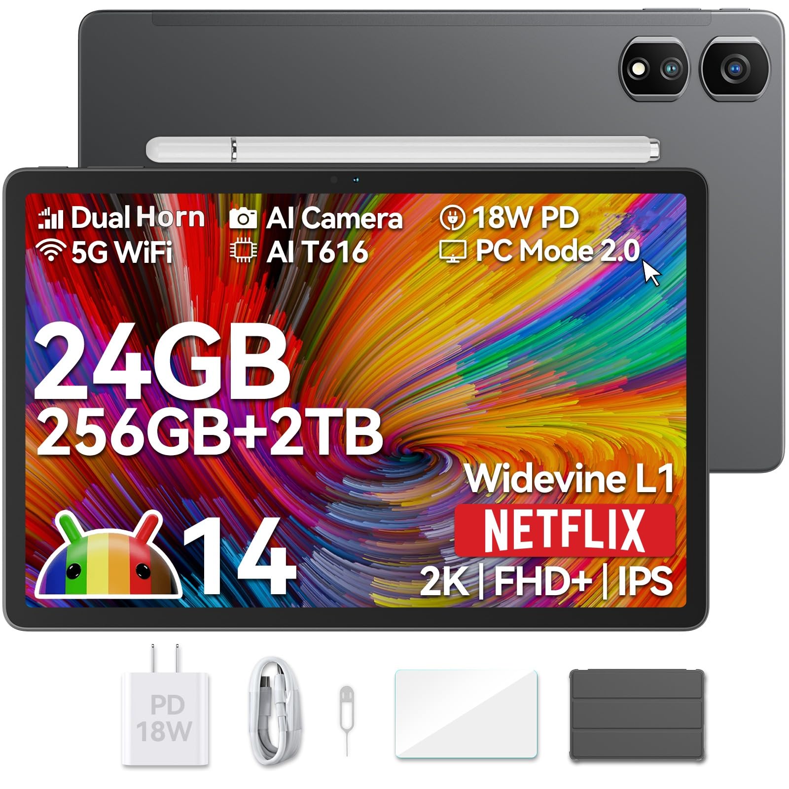 Blackview Tablet Tab 16 Pro Android 14, 11 Inch Gaming Tablets 