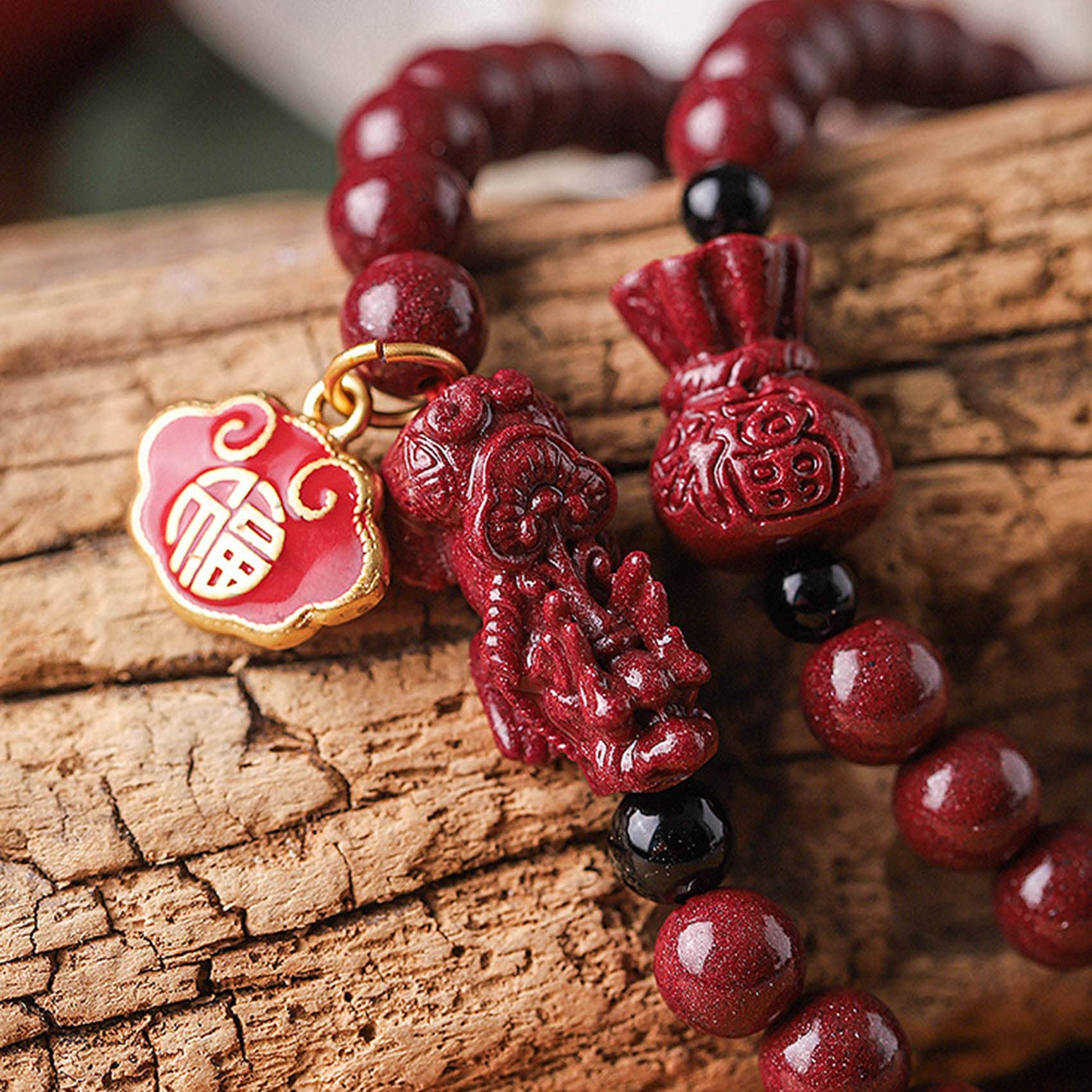 Feng Shui armband natuurlijke Cinnabar Quartz armband Ruyi
