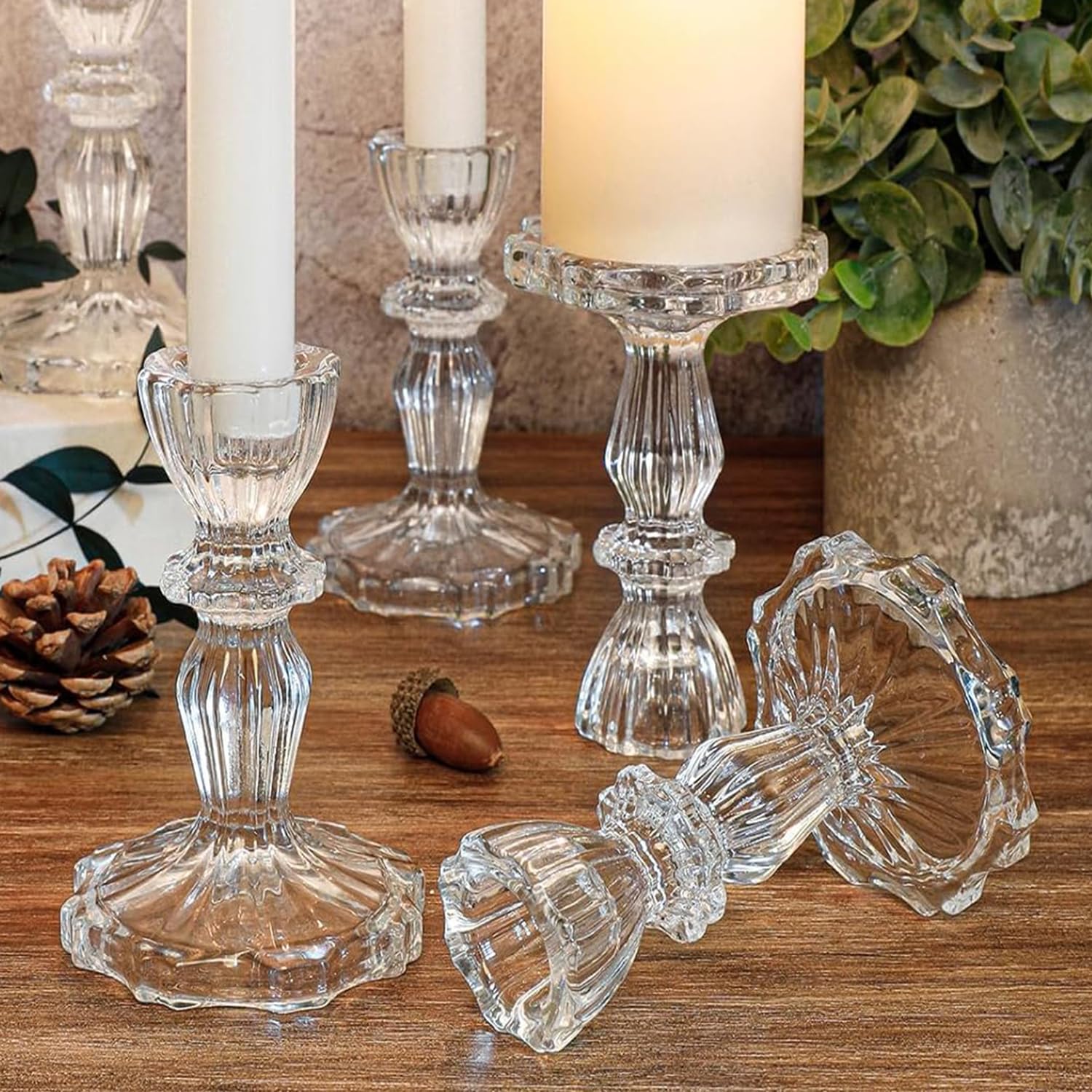Lot de 4 bougeoirs en verre - Décoration