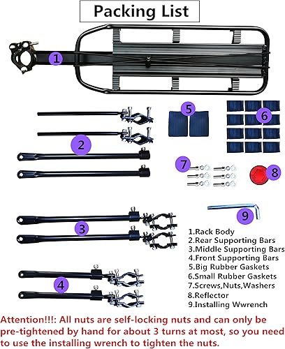 Miniatura 4 de Portabicicletas, 400 libras de capacidad, rodamientos sólidos, universal, ajustable, para bicicletas, equipaje, portaequipajes