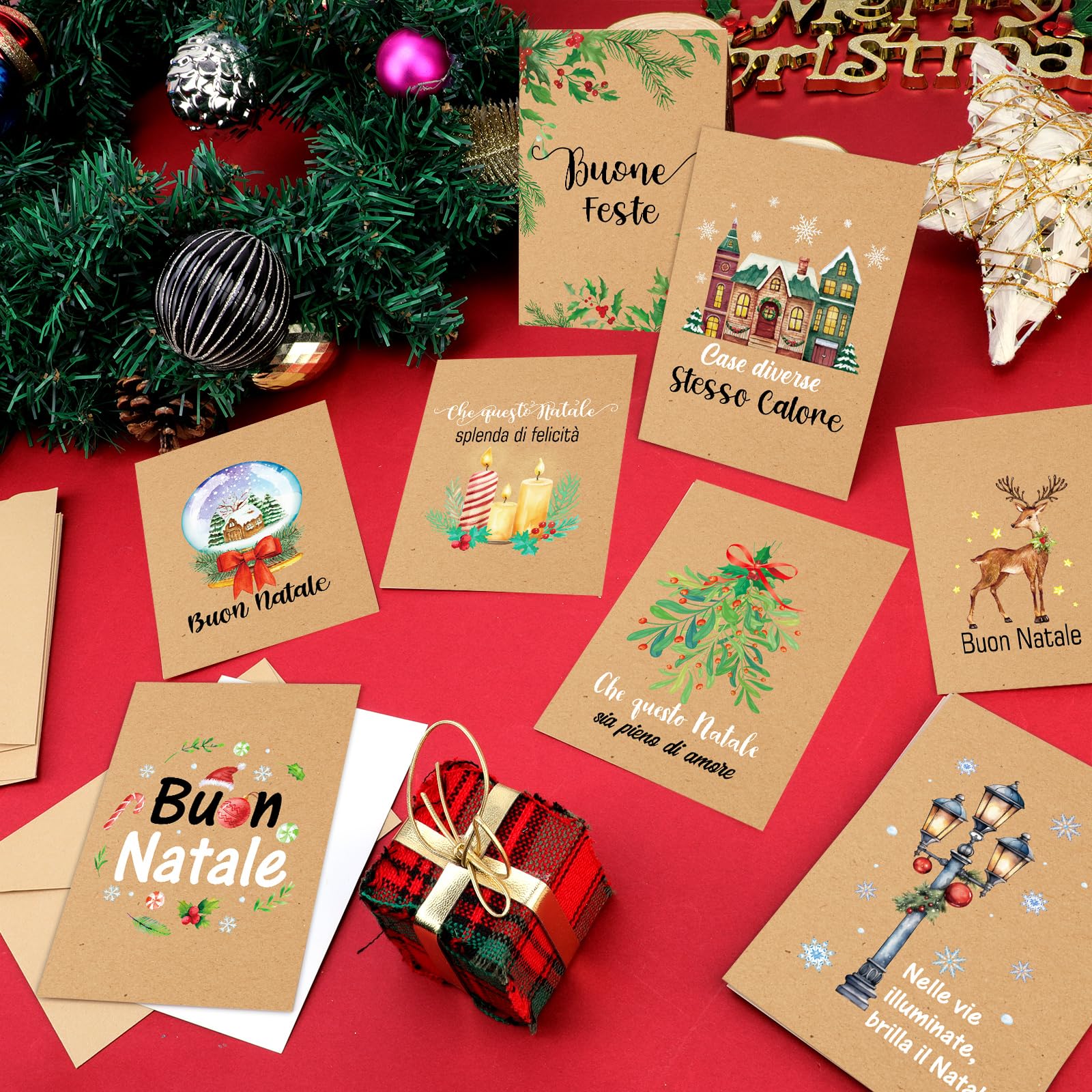 Biglietti Di Natale Fighissimi 15x10 Cm Con Buste - 24 Pezzi, 8 Design Diversi Per Auguri Speciali