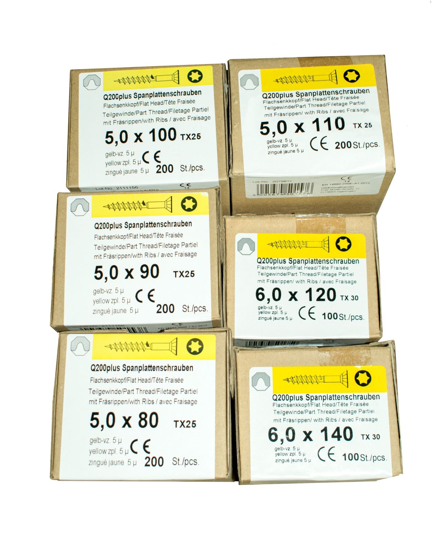 Spanplattenschrauben Sortimente REISSER Q200plus Gelb verzinkt Holzschrauben Torx (20986)