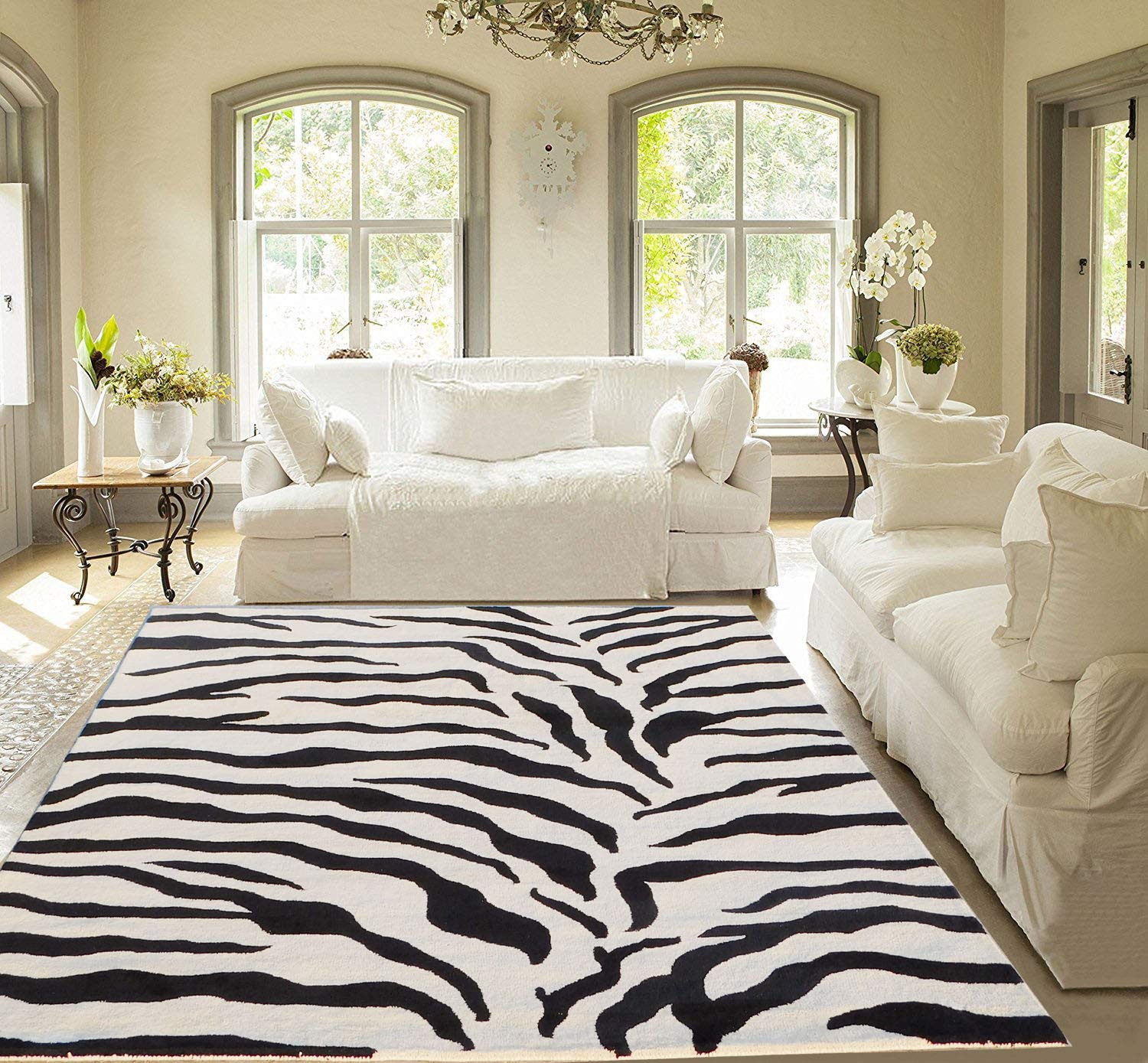 ZARACARPETS; 'can Change The Floor Hand Made Modern Design with (USA) Exported Collection Carpets for Living Room Size 2 Feet by 6 Feet (2 * 6 feet) White Black Zebra-image-49