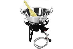 Juego Cazos de Cobre 16" con Quemador Alta Presion Soporte y Pala Madera para Carnitas