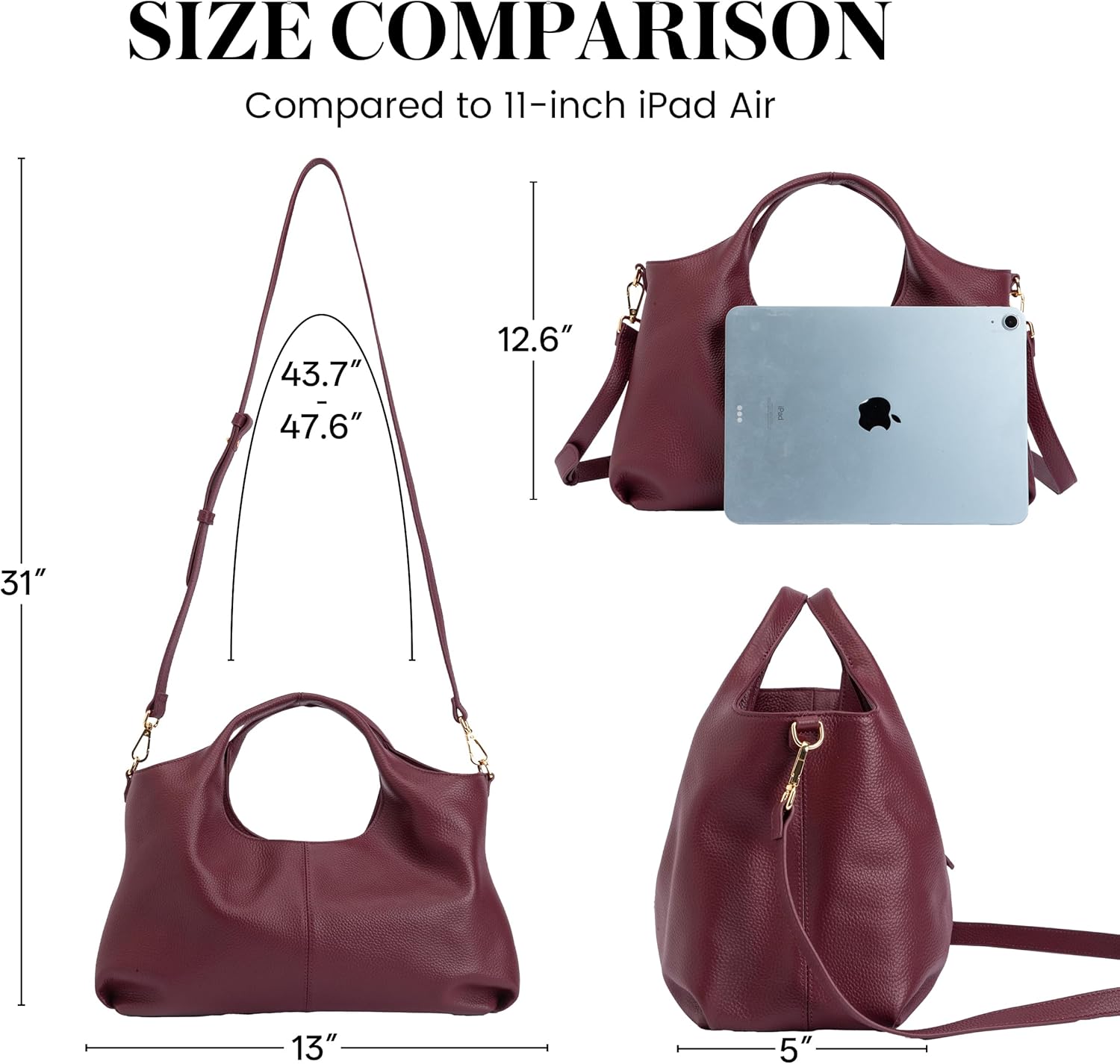 Simple&Opulence Crossbody Handbags Cow Leather Satchel Handbags for Women Top-handle Shoulder Tote Purses - Image 2