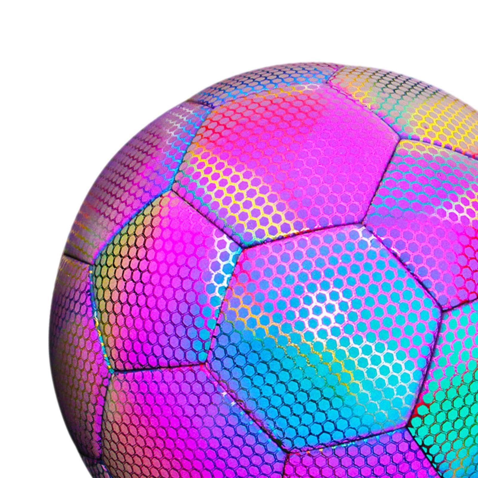 Balón de Fútbol Reflectante Suave de PU Holográfico Luminoso para Entrenamiento de Fútbol para Niños Y Adultos, Niñas Y Niños,