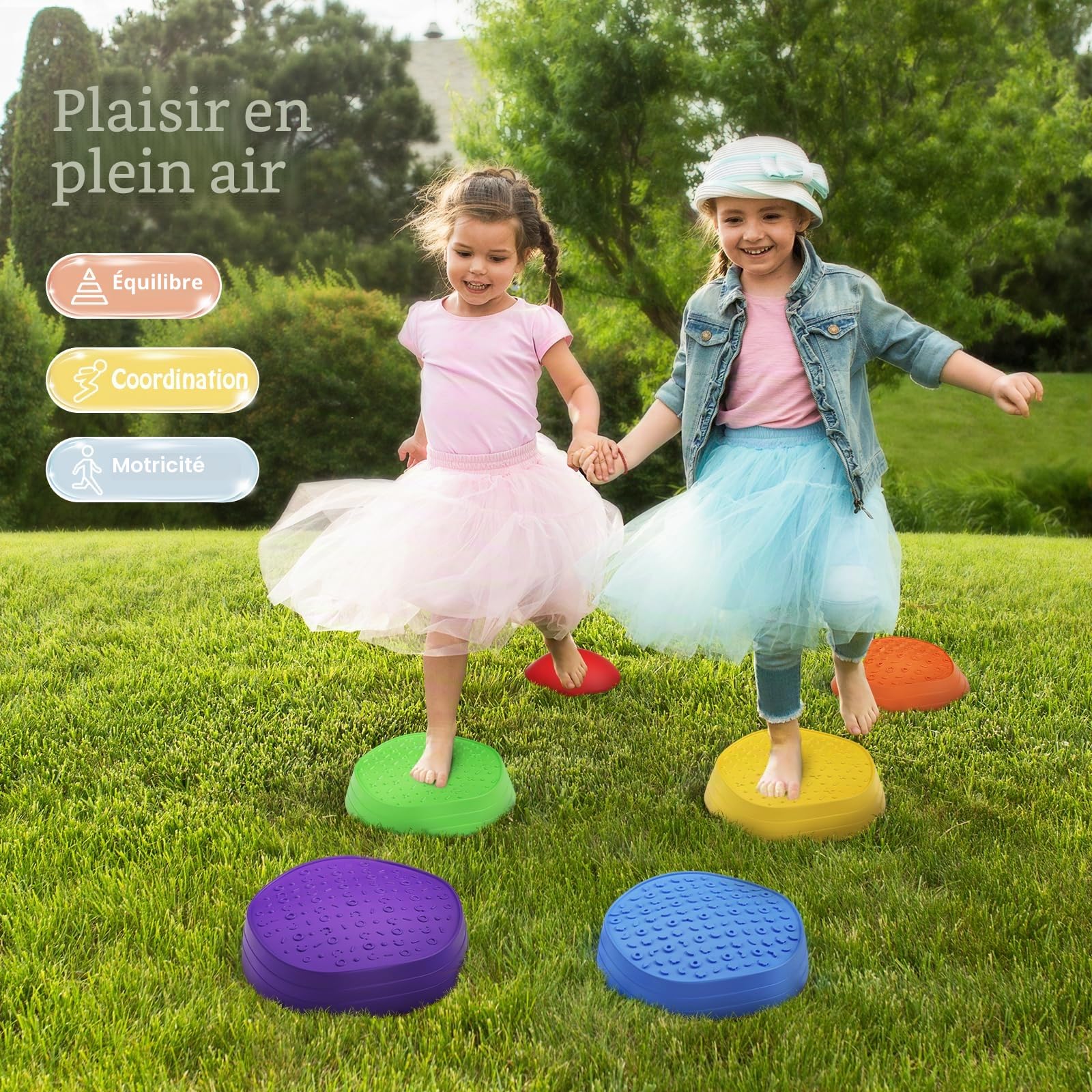 Lot de d'équilibre pour enfants, pierres à empiler pour enfants Favorise l'équilibre et la coordination à l'intérieur comme à l'extérieur jouet d'activité physique Pierres à empiler