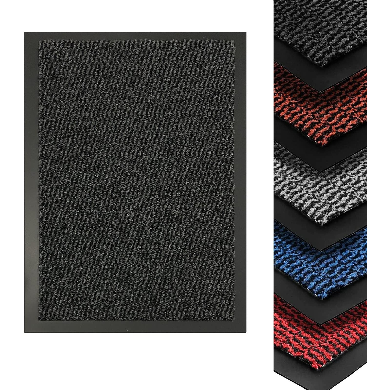 Monal Heavy Duty Indoor & Outdoor Rubber Non-Slip Floor & Kitchen Barrier Mat Easy Clean Absorbent Soft Feel Entrance Rug Shoes Scraper Floor Mat (60 x 120 cm (2' x 4'), Charcoal)