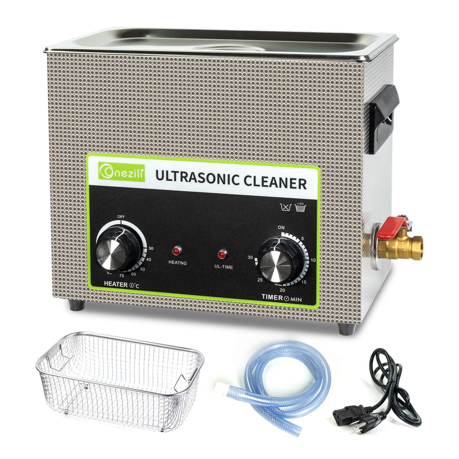 Ultrasonic Cleaner 6L, ONEZILI 180W Ultrasonic Parts Cleaner, Knob Control Ultrasonic Cleaning
