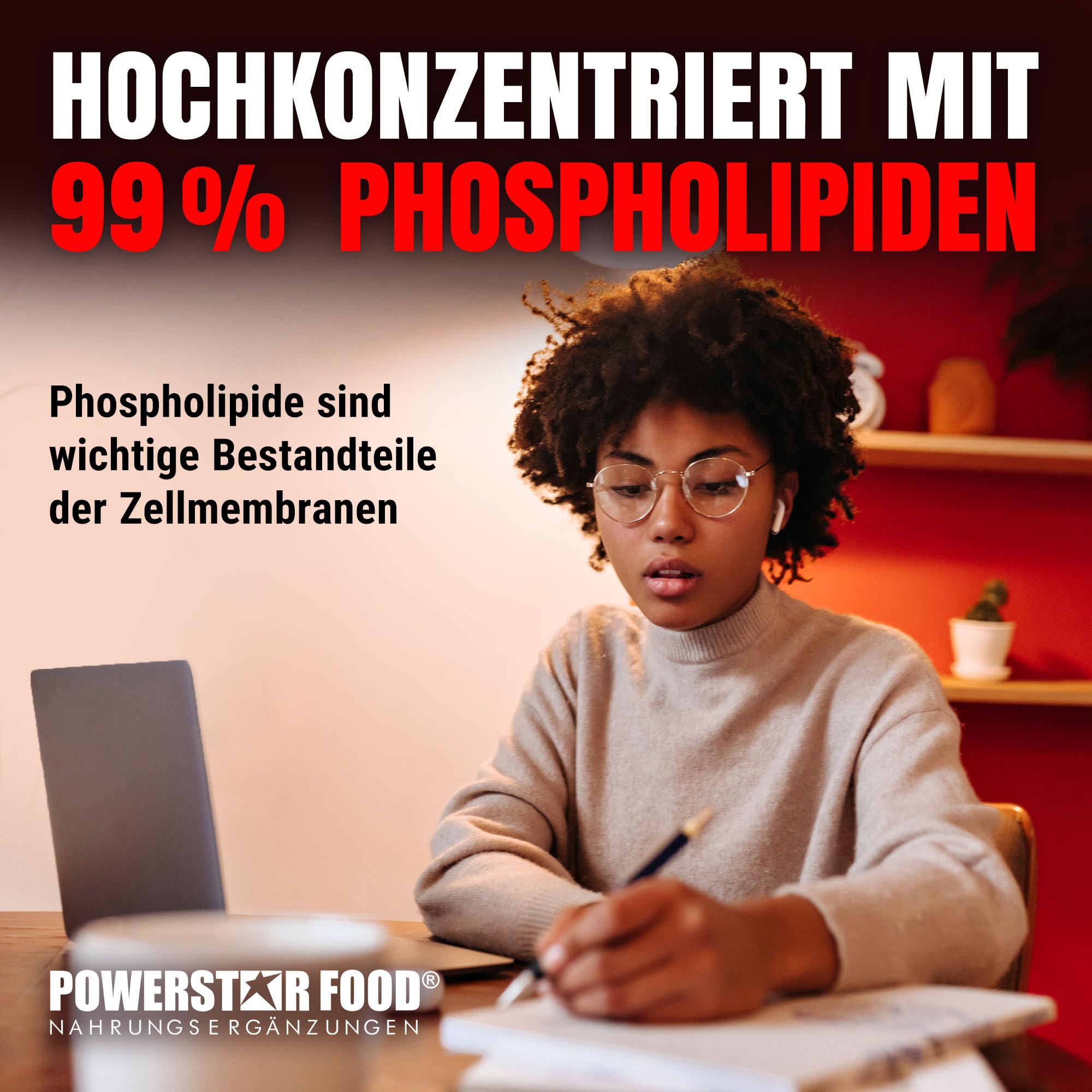 Powerstar LECITHIN PULVER INSTANT 500g | Soja-Lecithin vegan, gentechnikfrei & aus deutscher Herstellung | Reich an Phosphatidyl-Cholin, Phosphatidyl-Inositol & Vitaminen in Pharmaqualität