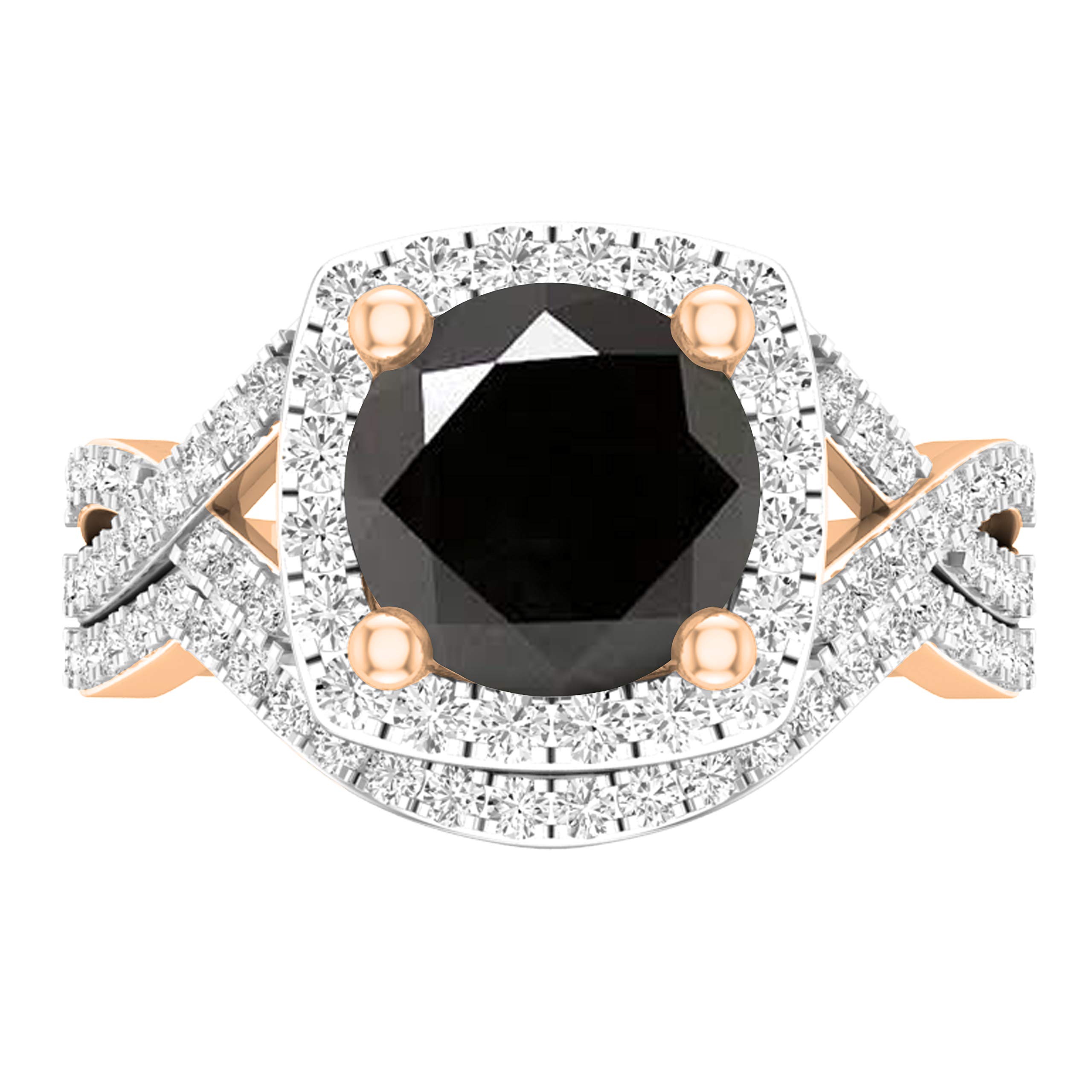 DazzlingRock Collection 14 quilates oro rosa redonda Black White diamanre negro
