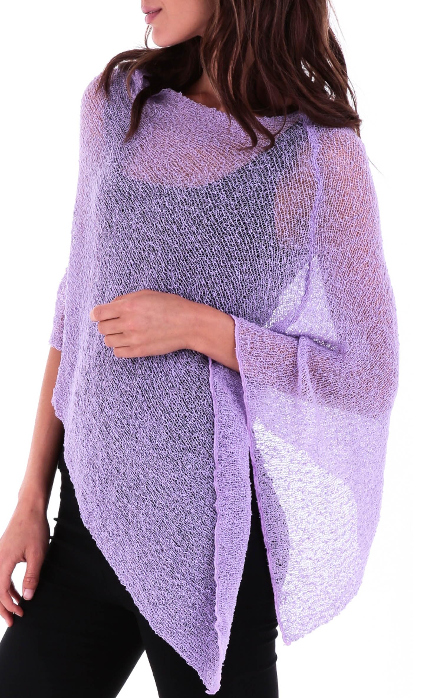 SHU-SHI - Jersey de estilo capa para mujer - Con transparencias - Punto ligero