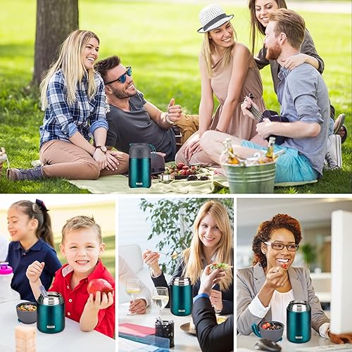 Miniatura 6 de Juego de 24 y 17 onzas con aislamiento para alimentos fríos y calientes para niños y adultos, recipientes térmicos de comida caliente para sopa para