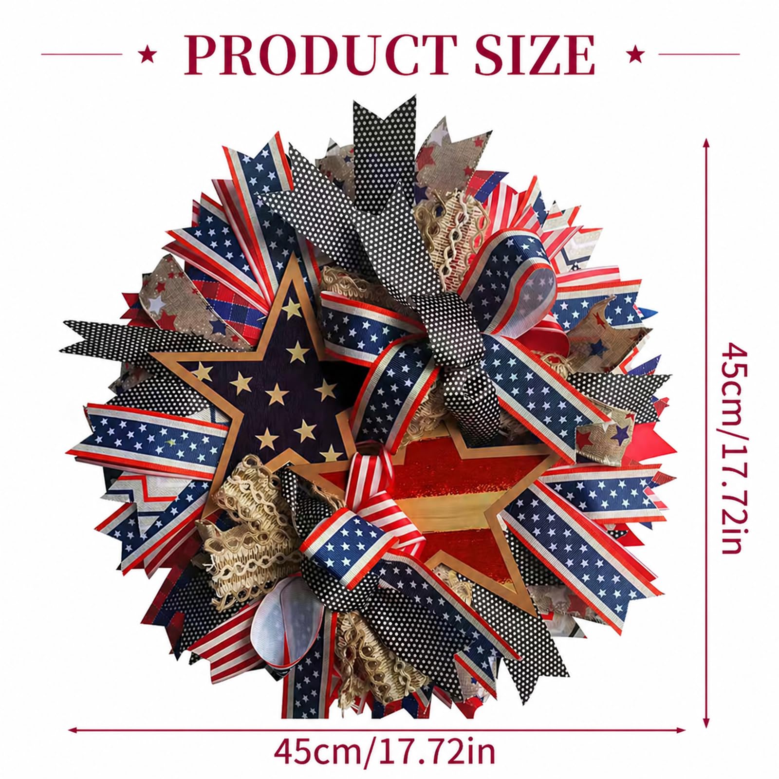 250th Anniversary Patriotic Wreath, 3D Eagle Memorial Wreaths, Patriotic Wreaths for Front Door, Red White and Blue Wreath, All-Weather Farmhouse Outdoor Holiday Decoration A - 2