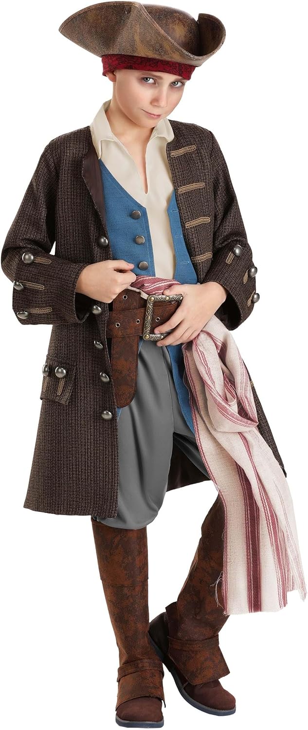 Kid's Jack Sparrow Costume | Pirates of the Caribbean Premium Captain Jack Sparrow Pirate Costume for Boys