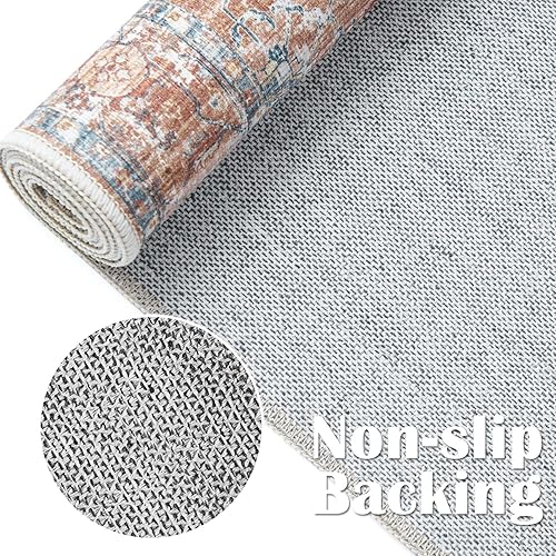 Miniatura 3 de jinchan Alfombra bohemia de pasillo de 3 x 7 pulgadas, alfombra de pasillo de cocina, lavable, alfombra floral antideslizante con parte trasera de