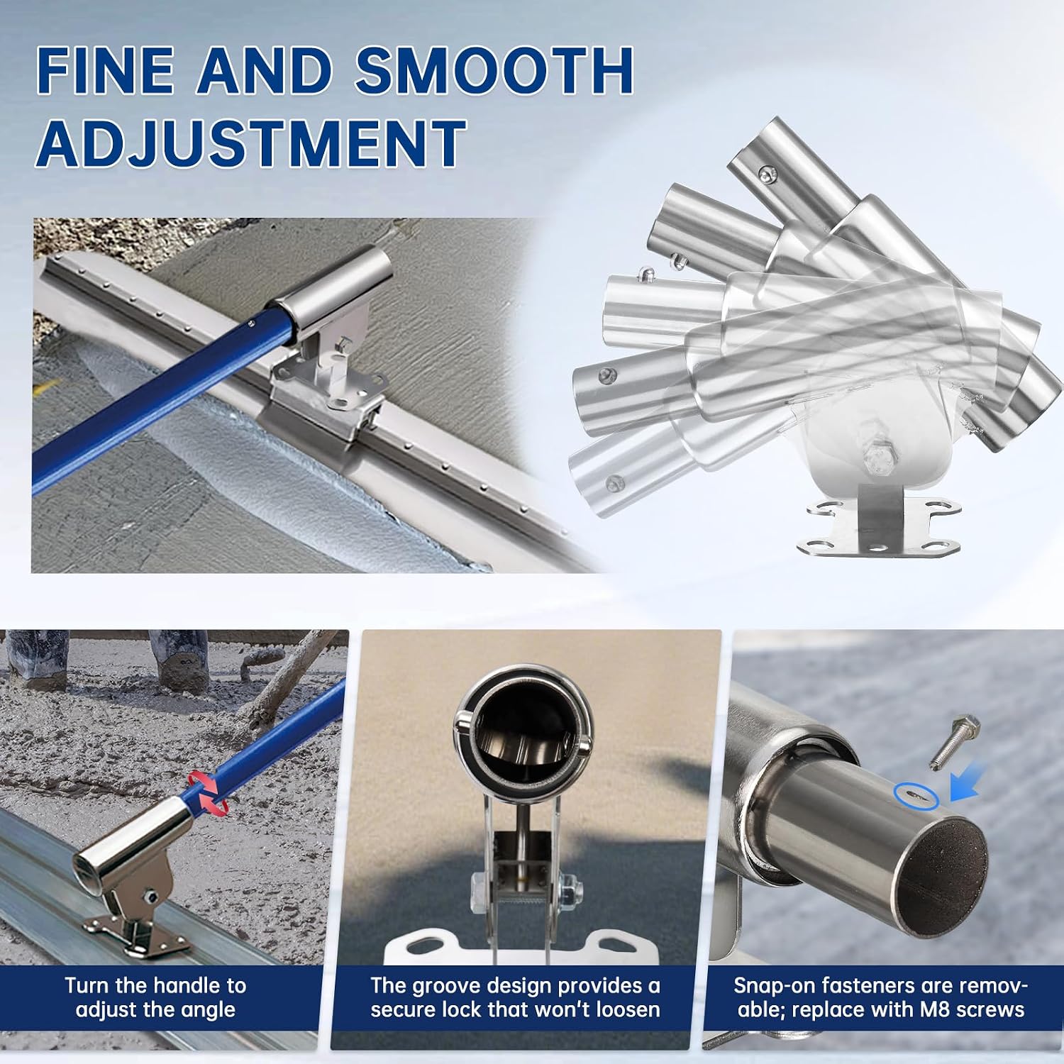 Bull Float Concrete Tools,Adjustable Angle Concrete Float,Lightweight At 2 Pounds Concrete Bull Float For Fresno Trowel,Any 2 Hole Or 4 Hole Float