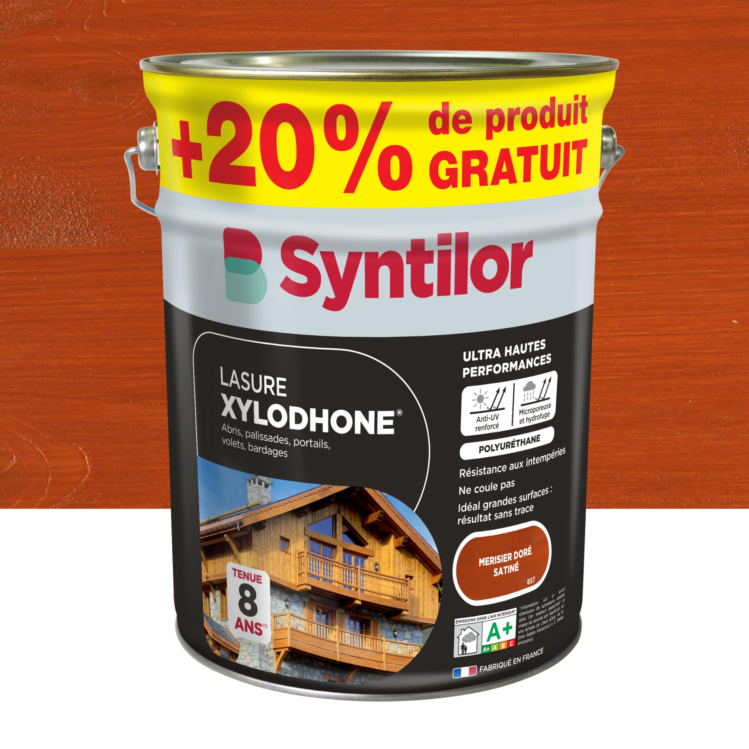 Syntilor - Lasure Xylodhone® Ultra Hautes Performances 8 Ans Merisier Doré Satiné 5L+20%