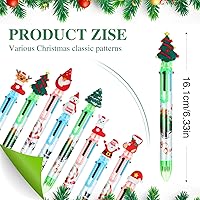 Vista 5 de Meanplan 24 bolígrafos de Navidad a granel 6 en 1 multicolor de dibujos animados Kawaii árbol de Navidad, Papá Noel, muñeco de nieve, regalos de fin