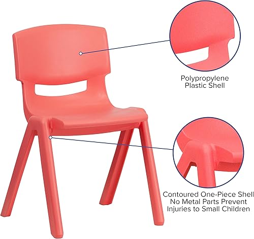 Miniatura 4 de Flash Furniture Silla escolar apilable de plástico rojo con altura de asiento de 13.25 pulgadas