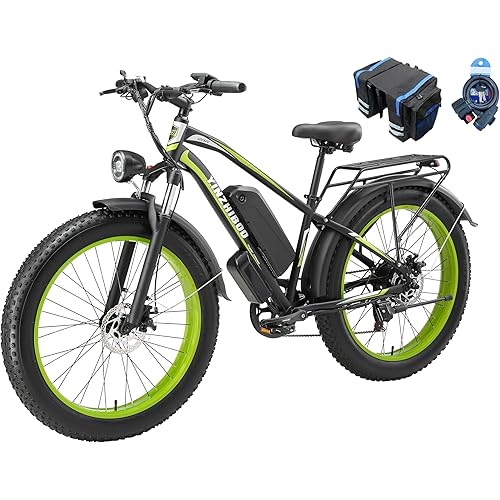 Electric Bike for Adults,Fat Tire Ebike 2000W Peak Electric Mountain Bike Up to 32MPH,26" Electric Bike Long Range with UL 48V/17.5Ah Removable Battery, 7 Speed Gears Ebike