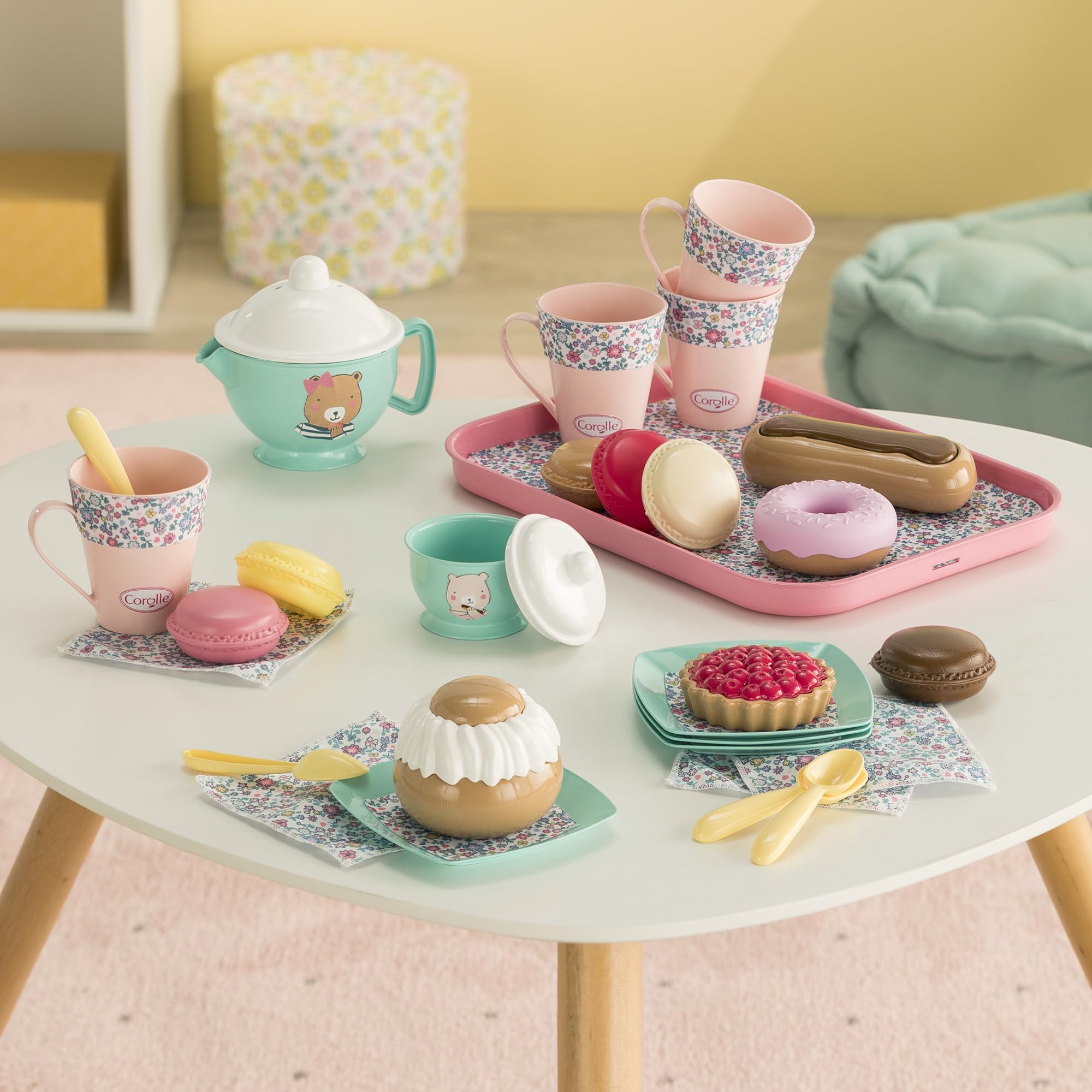 Corolle - 9000310050 - Ma Dinette Thé et Goûter, 30 Accessoires, pour Poupons-Poupées, dès 18 Mois