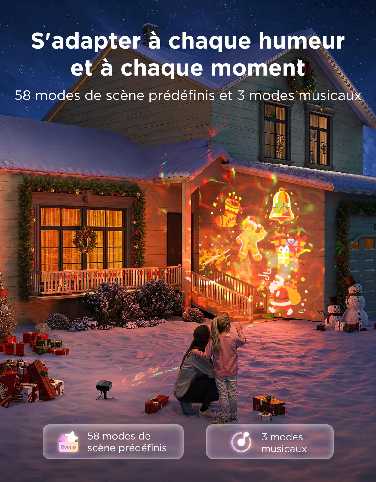 Govee Projecteur de Flocons de Neige Extérieur, Projecteur Intelligent d'ondulations d'eau, Lampe de Jardin étanche, 58 Modes Scène et 20 Images Projetées, Alexa, Matter et Google Assistant Compatible