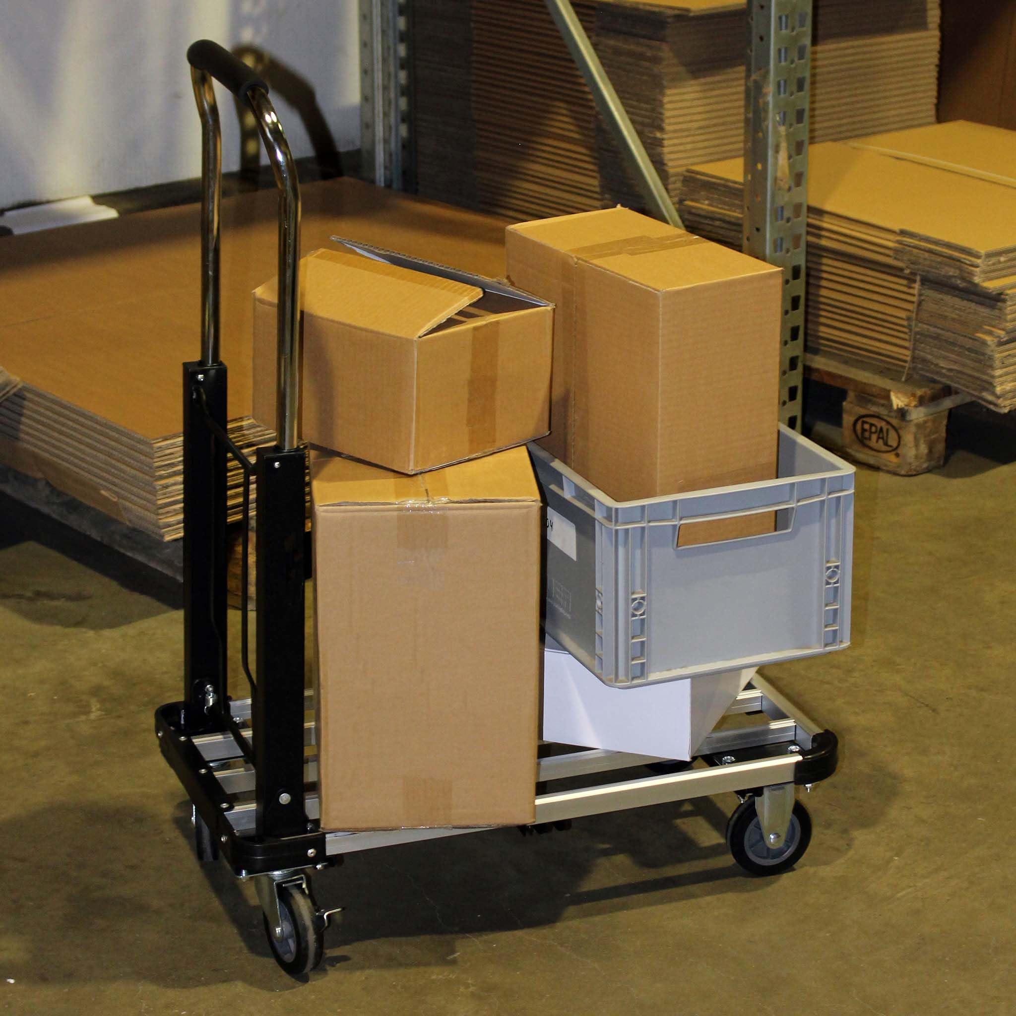 XPOtool Carro de Transporte Plegable 150 kg transportador de Mano con Freno y Plataforma Extensible