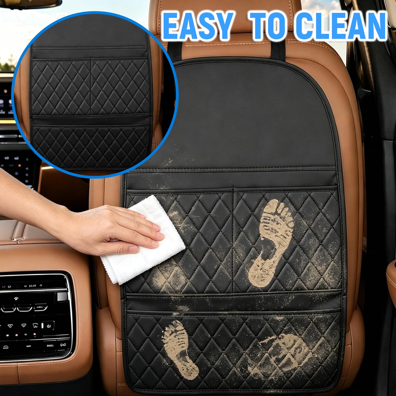 Paquete de 2 protectores negros para respaldo de asiento con