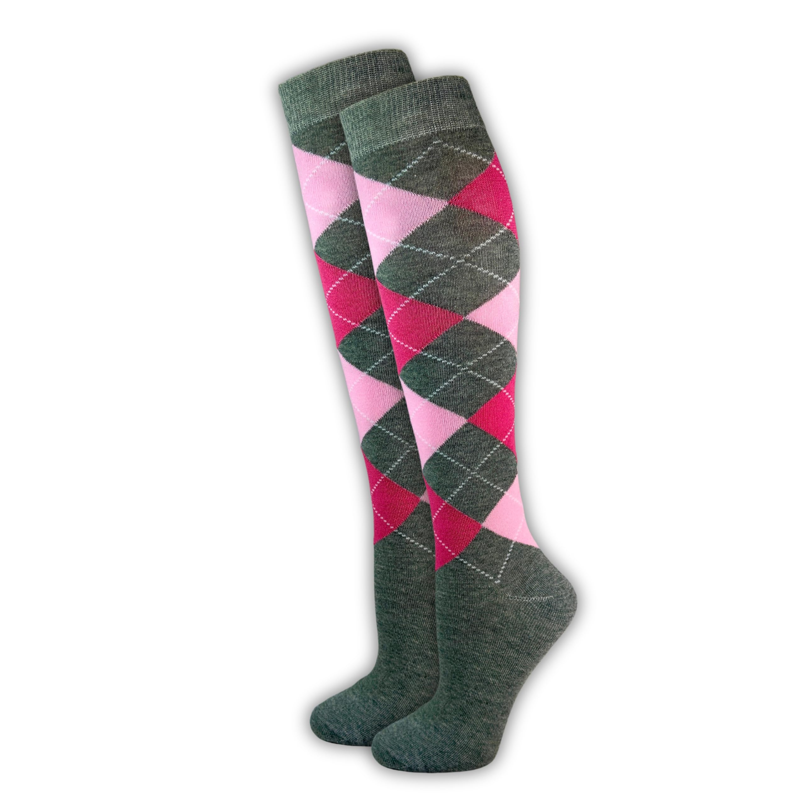 Generisch Lot de 6 paires de chaussettes d'équitation pour femme - Taille confortable - Coton - À carreaux - Respirantes