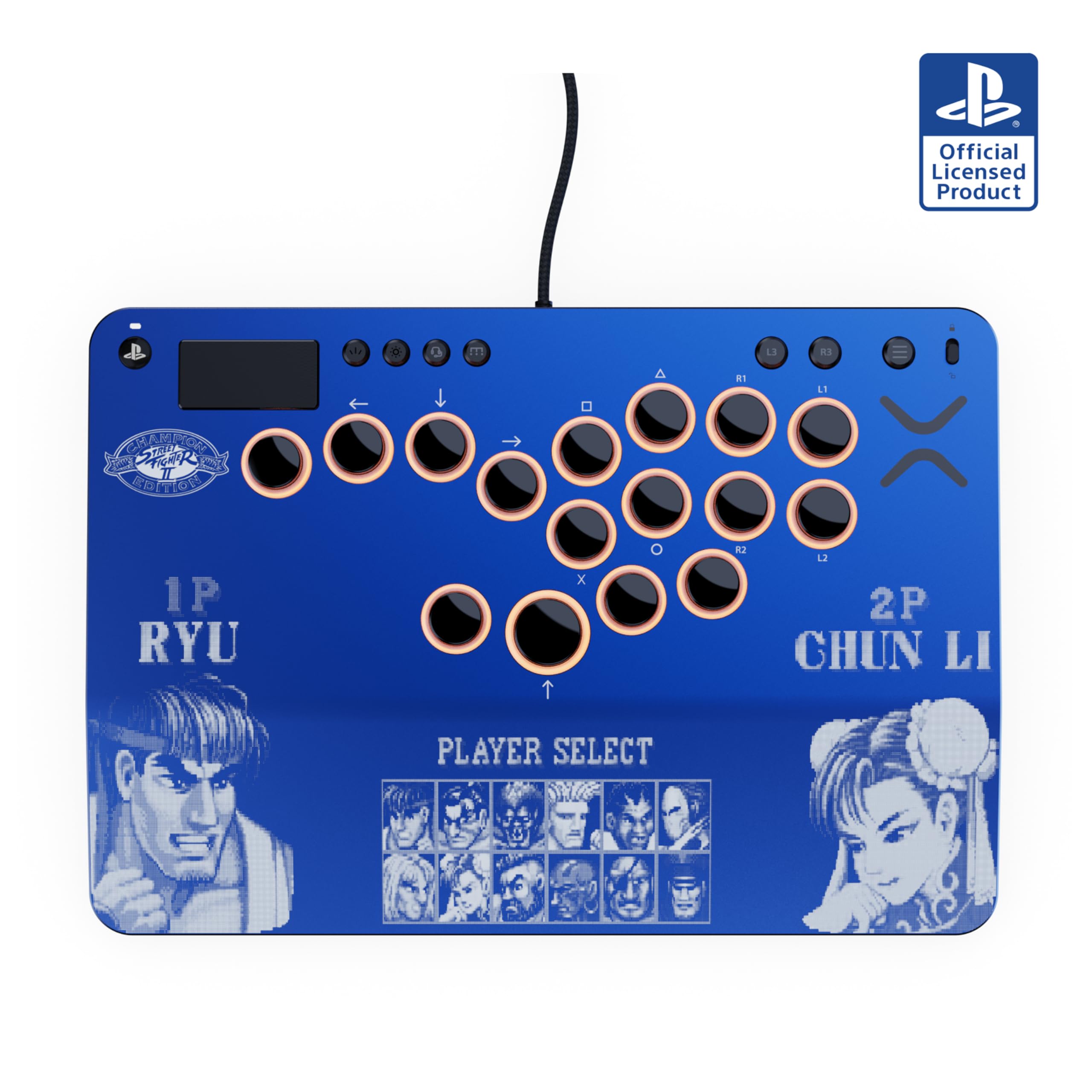 Victrix Pro KO Leverless Fight Stick - Street Fighter II: Champion Edition, con licenza ufficiale Capcom e PlayStation, compatibile con PS4, PS5 e PC, con switch RGB hot swappable, design ergonomico