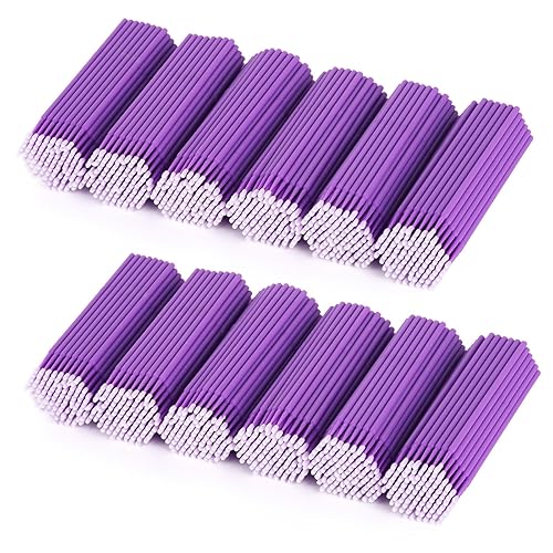 Tbestmax 1200 piezas de cepillo micro aplicador, micro hisopos, varitas desechables para pestañas para extensión de pestañas (morado)