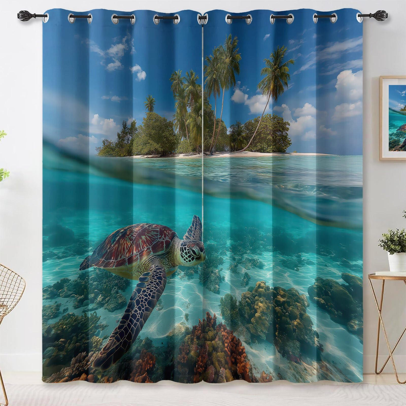 Zasłony zaciemniające, zaciemniające, niebieskie, termiczne, do sypialni, pokoju dziecięcego, wys. 260 x szer. 140 cm (2 sztuki)