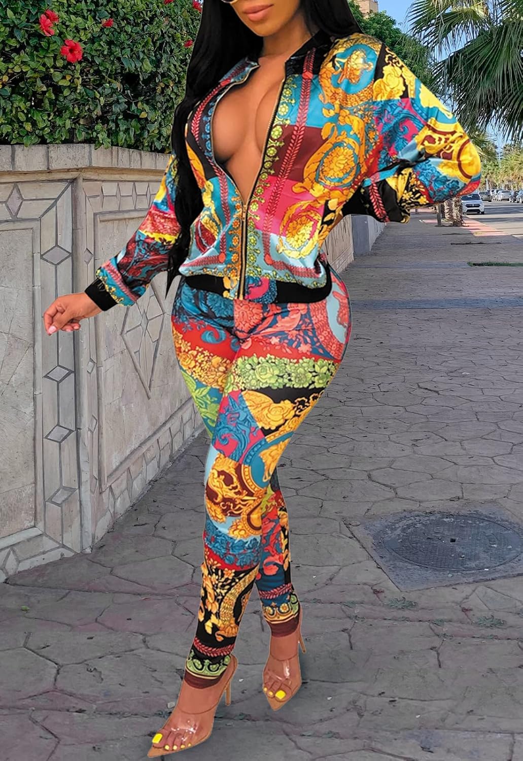 YouSexy 2 Piece Legging Pant Sets for Women Floral Print Long Sleeve Tracksuits Outfits - Image 4