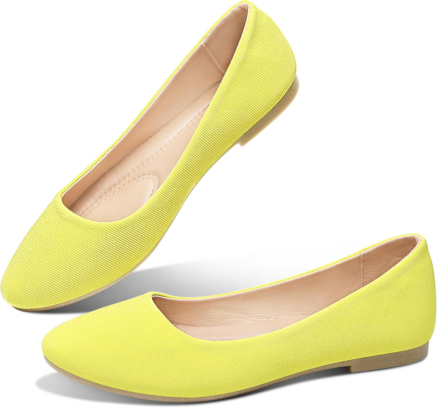 Obtaom Round Toe Women Flat Shoes Slip on Girls Dress Black Ballet Flats