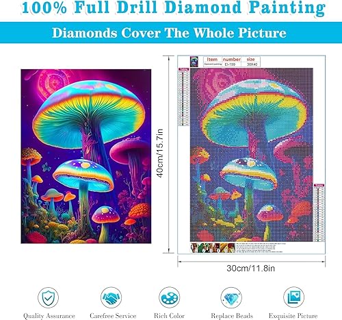 Miniatura 4 de EIBEILI Kits de pintura de diamantes para adultos, kits de arte de diamantes 5D de hongos para niños principiantes, bricolaje con puntos de diamante