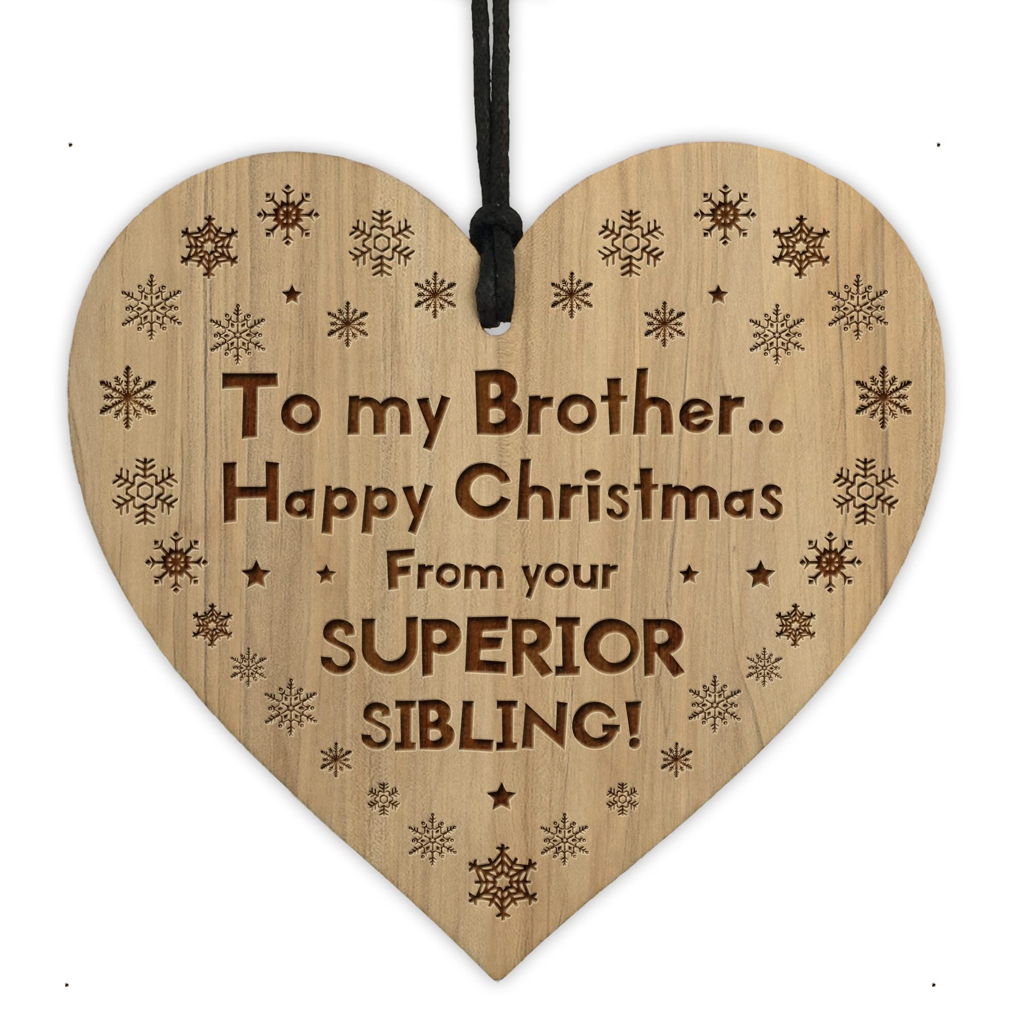 Red Ocean Novelty Christmas For Brother From Sister Funny Engraved Wood Heart Gift For Brother