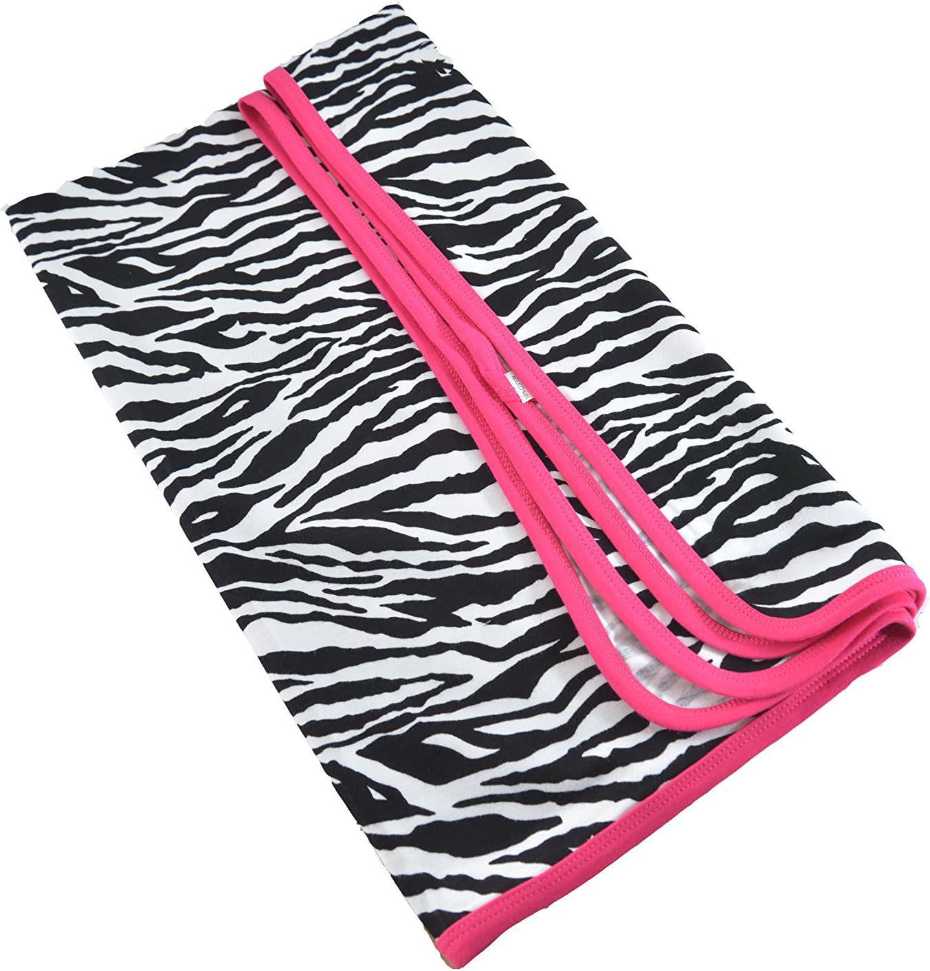 zebra blanket with pink trim