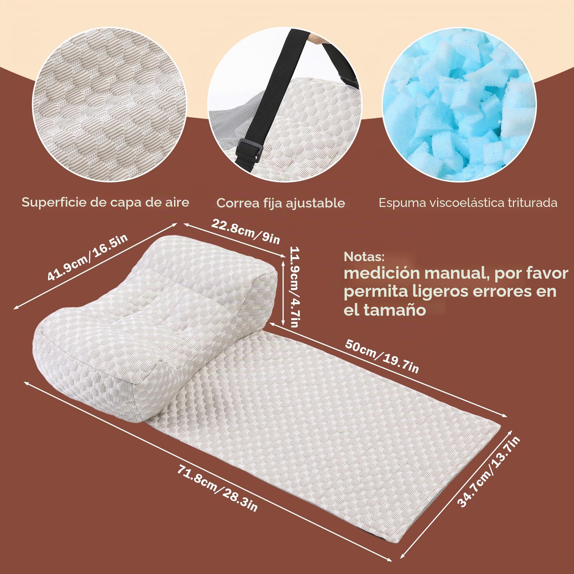 Almohada cervical de espuma viscoelástica para sillón relax – Reposacabezas ergonómico contra el dolor de cuello, soporte de cabeza y cuello para dormir de lado, antideslizante y ajustable