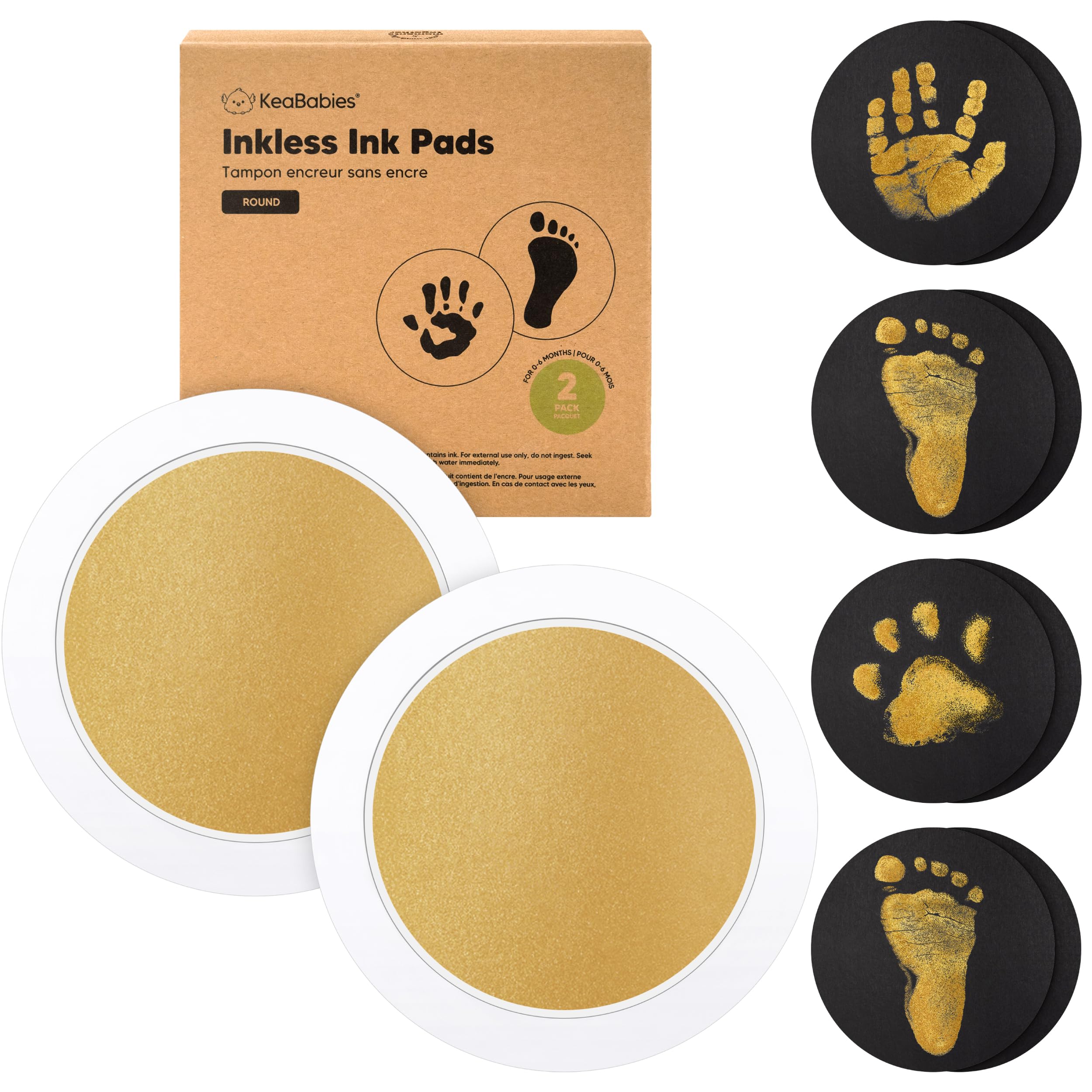 2-Pack Round Inkless Baby Hand and Footprint Kit - Mess Free Ink Pad for Newborn Keepsake, Dog Nose & Paw Print Kit, Clean Touch Ink Pad for Baby Hand