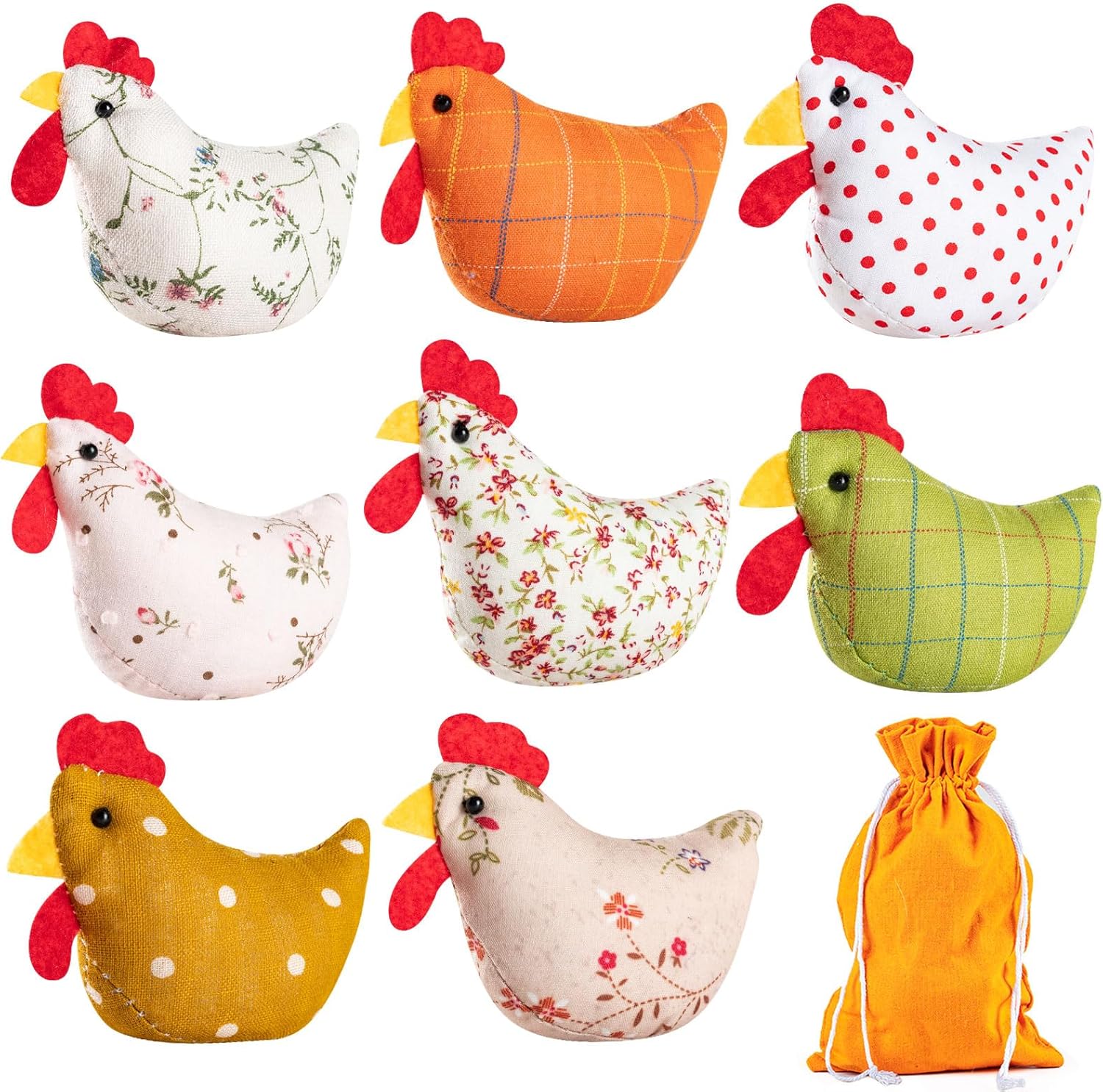 8PCS Chicken Bean Bags Toss for Kids, Nylon Cornhole Bean Bags for Tossing with 1 Carry Bag, Hen Bean Bags for Cornhole Toss Game Set, Party Favor, Carnival Game, Outdoor Toys Supplies