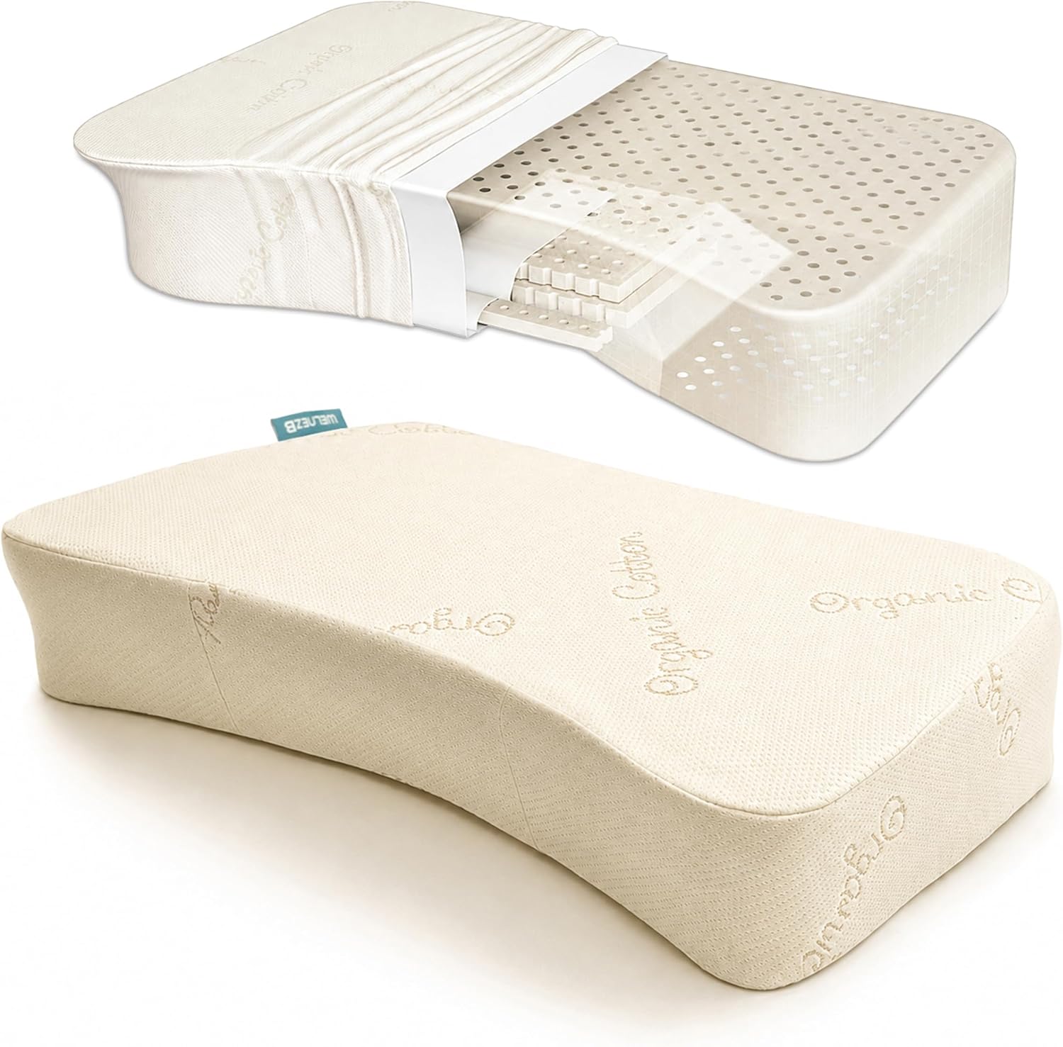 Cervical Pillow, Side Sleeper Pillow with 5" Loft & Shoulder Curve - 100% Natural Latex, Dual-Zone Adjustable Neck & Head Support, Flat-Top & Bottom-Up Design for Side, Back & Combo Sleepers