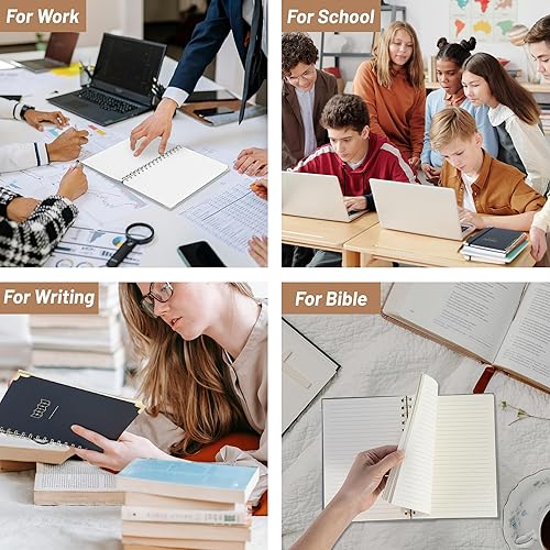 Miniatura 6 de Yoment Cuaderno de espiral rayado para el trabajo, 160 páginas, cuaderno en espiral de tapa dura, tamaño A5, cuaderno pequeño en espiral de 5 x 7